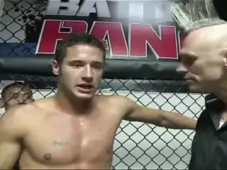 Stacy Adams hops on the winner's cock in the MMA cage and swallows his cum