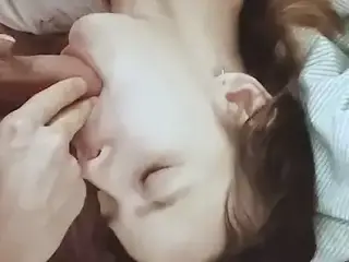 Hard cock fucks his girlfriend in the mouth