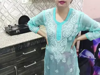 Desi Indian Big Boobs step Mom teaches her StepSon How to fuck  in kitchen Hindi