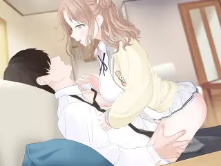 Hot anime bitch rides you while making out