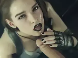 Jill Valentine Sloppy Blowjob With Black Lipstick