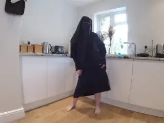 Dancing In Burqa with Niqab and nothing underneath