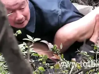grandpa with woman on forest