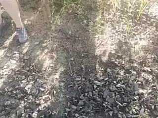 Young student masturbates her pussy in public in the forest