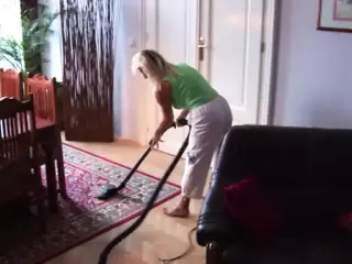 Busty Blonde MILF Having Fun with a Long Dick and a Vacuum Cleaner