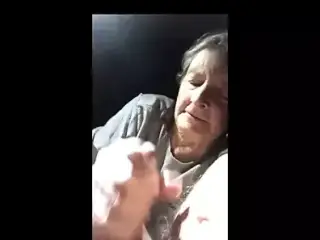 Granny sucking cock