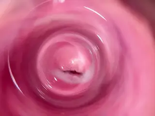 Camera deep inside Mia's  creamy pussy