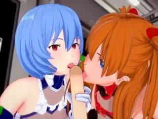 Asuka and Rei give a blojob in POV : Neon Genesis Evangelion 3D Hentai Parody