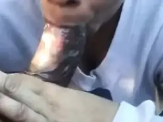 Dick sucking and cum swallow in public