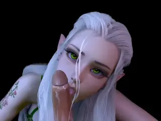 Forest Elf with Stunning Green eyes gives Blow job in POV : 3D Porn