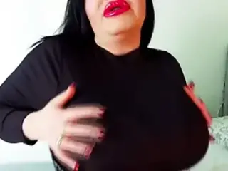 Busty dom mistress Mia MILF in PVC boots & fishnets - worship her while she uses you!!