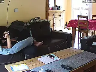 Step Mom caught masturbating on couch - hard orgasm