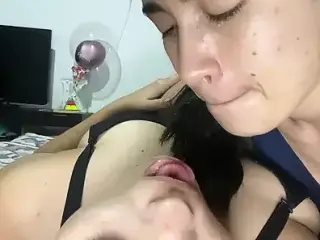 Again she sucks my huge tongue deeply