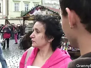 Old tourist granny picked up and fucked by kinky boy