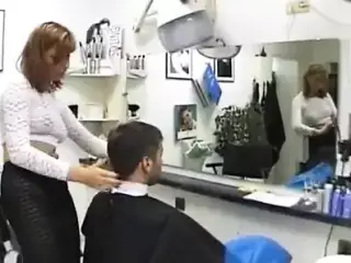 Pervert degenerate fetish hairdresser girls shows their feet and soles in hairdresser salon and masturbate their pussies