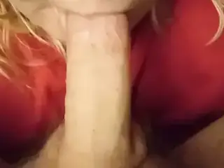 Table top blowjob with swallow finish