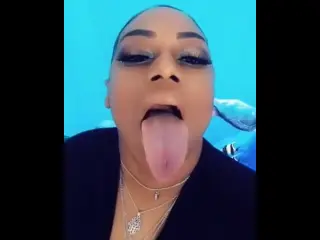 Fetish deep throat long tongue for a BBC