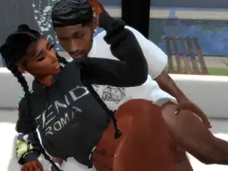 Ebony Thot gets her big ass pounded by Step Brother until he nuts inside her