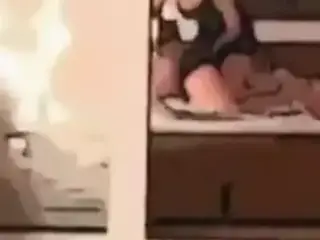 wife destroys his ass with her fist and a huge black strap-on