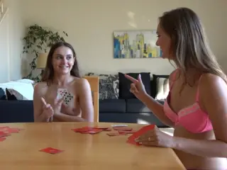 Strip Spoons card game with two enthusiastic players