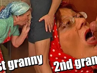 Young cock fucks two grannies!