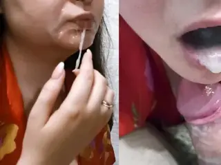 Twice cum on face and in mouth. Deep suck and ate the sperm