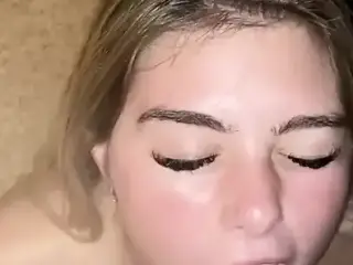 Amateur blowjob, cum in mouth