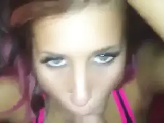 Redhead dyed hair blowjob