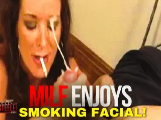 MILF Smokes, Fucks and Enjoys Facial