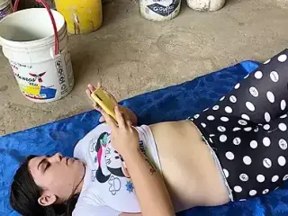 My stepsister sunbathes and I accompany her and I get horny so we fuck each other really hard