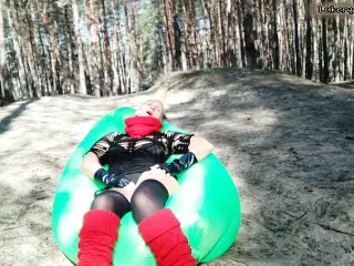 Lukerya is resting in the spring forest