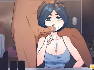 Short haired girl gets face fucked when time is stopped HD