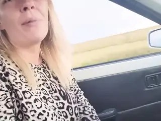 Cute Blonde Sucking and Licking My Dick Head Until I Cream Her Mouth While Driving