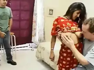 Indian beauty in sari sucks meaty boner while getting her wet starved cunt banged