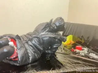 NANA  Down coat chain self bondage and vibrator orgasm play