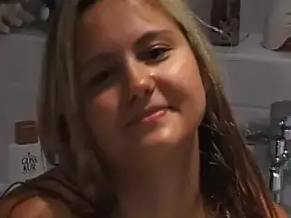 mature girl with big tits, shows her chubby cunt in the bathtub