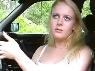 A chubby German babe enjoys eating cum in the woods