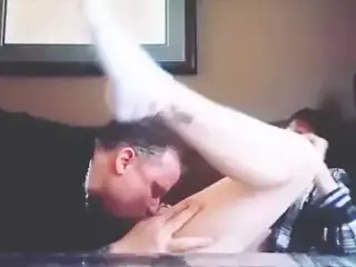 Dirty Redhead Girlfriend Slaps Boyfriend while Riding