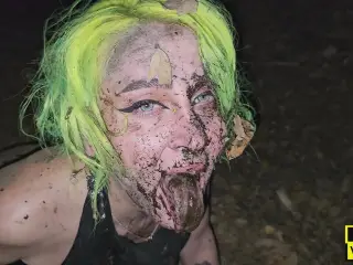 Wild and rough walk (enema, humiliation, piss, prolapse, dirt)