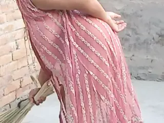 Lovely A Hot girl cleaning house with sexy dress