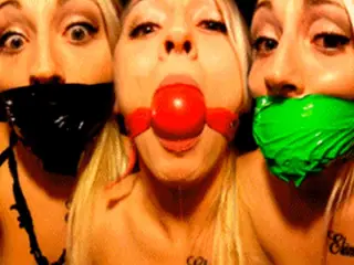 Kinky Blonde Amateur Gagged With Panties, Ball Gag And Duct Tape In Homemade Gag Talk Video