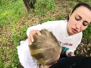 Threesome Outdoor Blowjob - Public POV