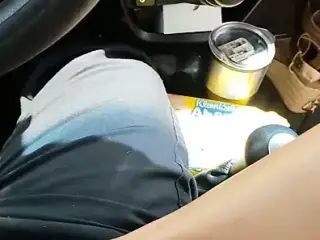 Footjob in car