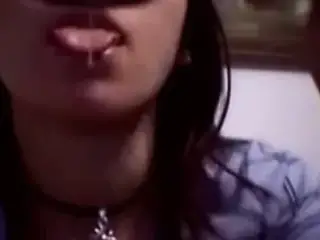 pretty brunette swallows her pussy juice