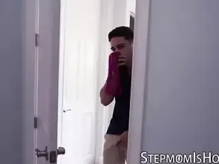MILF Gia Grace punishes her stepson by sucking his big dick