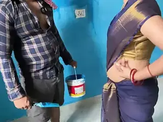 Painter Bhaiya Ka kamal -Dewaar paint krne ke bahane bhabhi ki chut chut mein apne lund se paint kar diya