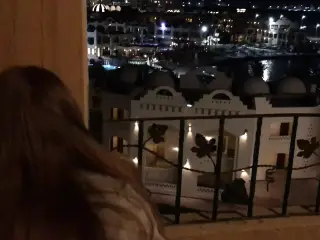 Public fuck teen slut on hotel balcony