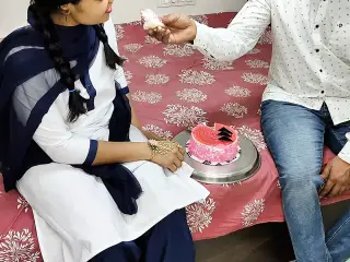 Komal's school friend cuts cake to celebrate two-month