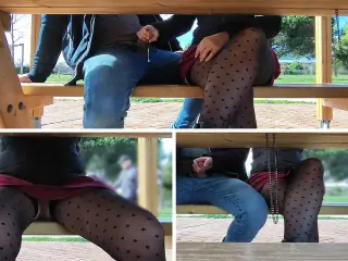 Flashing my dick in front of a hot girl in public park and help me cumshot It's very risky with people walking around