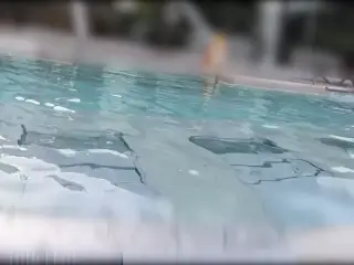 Teen fingers my pussy in a public pool in front of strangers